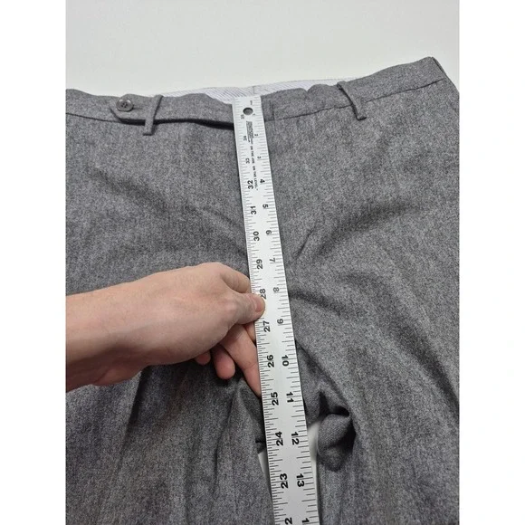 Rota Pantaloni Pants Mens 31x29 Gray Wool Flannel Flat Front Cuffed Italy 46
